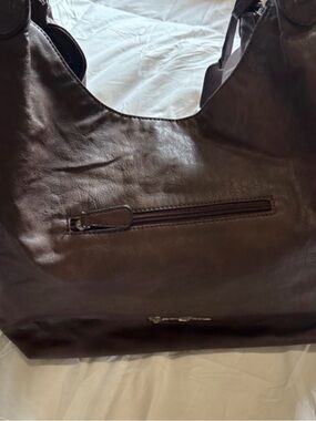 NWT Jessica Simpson Brown Faux Leather Studded Hobo Shoulder Bag Fringe